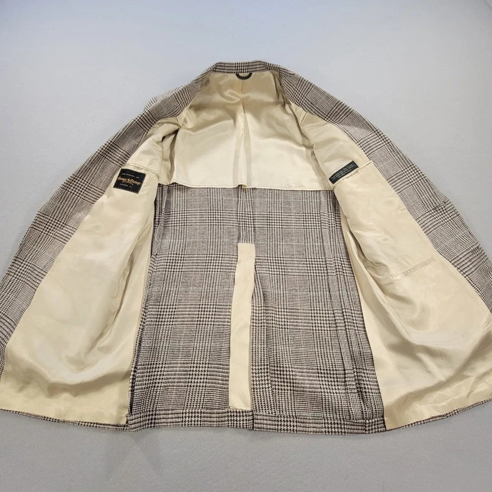 Vintage Granger Owings Blazer 42XL Gray Black Plaid Wool Sport Coat USA‎ Classic